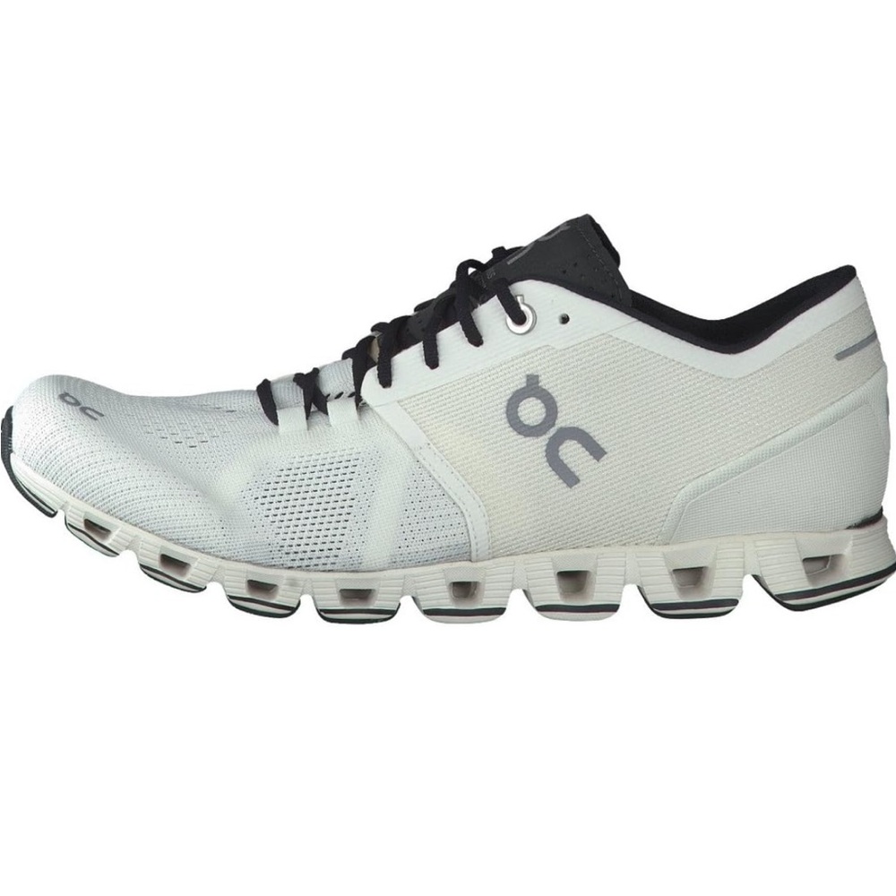 On cloud white and black womens running shoes